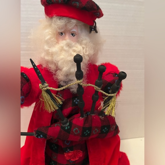Red and Plaid Scottish Bagpipe Santa Christmas - Picture 8 of 8